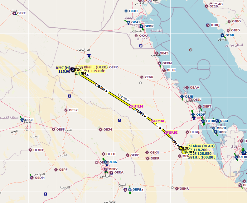 Flight #016 – OEKK (King Khalid Military City) to OEAH (Al Ahsa)