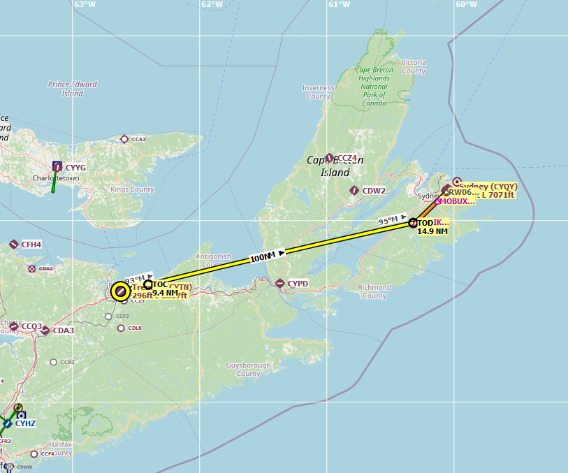 Flight #097 – CYTN (Trenton) to CYQY (Sydney)