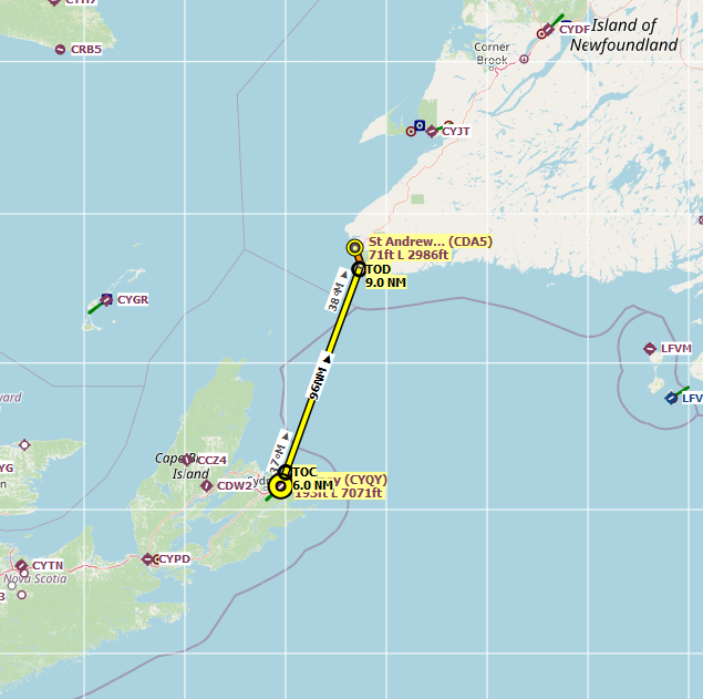 Flight #098 – CYQY (Sydney) to CDA5 (St Andrews (Codroy Valley))