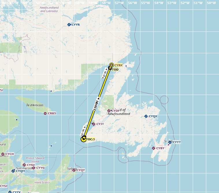 Flight #099 – CDA5 (St Andrews (Codroy Valley)) to CYBX (Lourdes-De-Blanc-Sablon Water Aerodrome)